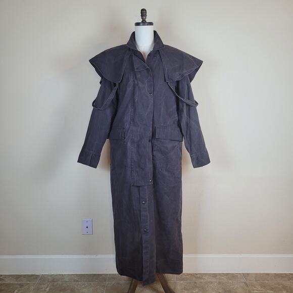 Vintage Saddlebrook Duster Coat Mens Large Brown Cotton Western Cowboy USA 90s - Picture 1 of 7